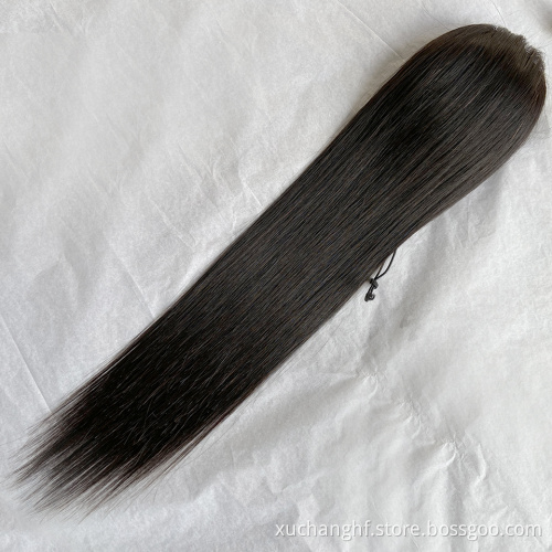 100% Human Hair Drawstring Ponytail For Black Women Elastic Hair Band Hairpieces 8"-24" 100grams #1B Straight Ponytail